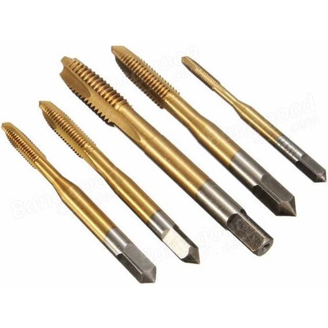 5pcs M3-M8 HSS Spiral Point Tap Straight Flute Metric Titanium Machine Screw