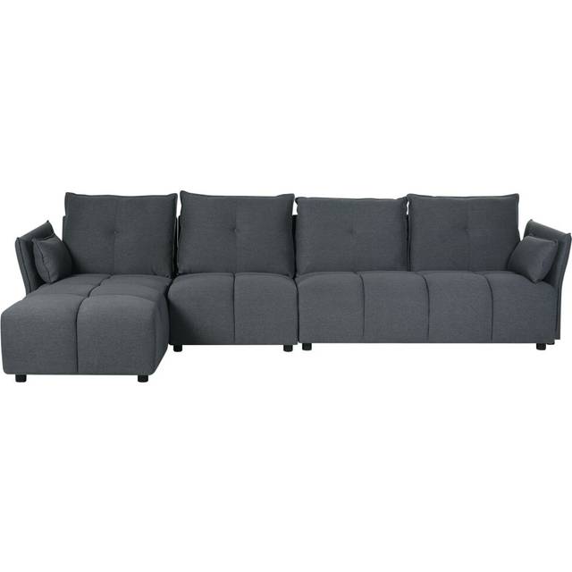 Beliani Corner Sofa 4 Seater Tomra Fabric Graphite Grey Right Hand - One Size