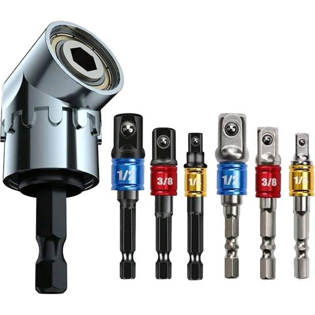 (C: Short angle cornererÂwith 6pc color post) 105 Degree Electric Drill Corner Changer Tool Set With Extension Rod And Flexible Shaft Color Extension