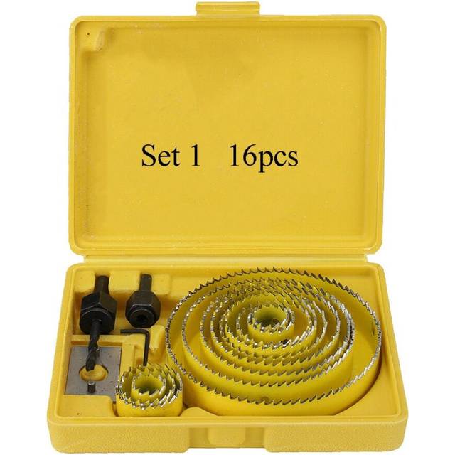 (Set 1(16pcs)) 11/16Pcs 19-127mm Alloy Woodworking Hole Saw Cutter Gypsum Board PVC Wood Plate Reamer Distance Set