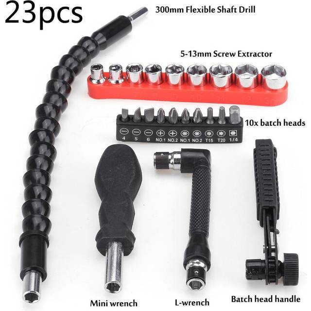 (B:23pcs) 21/23/27pcs Drill Bits Set Batch Heads Flexible Shaft Drill Tools Kit