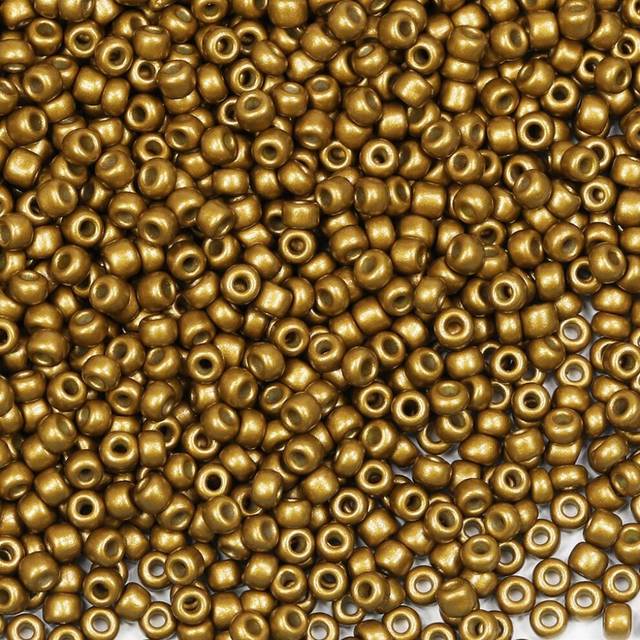 Bala&Fillic Size 3mm Seed Beads Matte Golden Color About 3600pcs /100grams in Bag 8/0 Glass Craft Seed Beads for Jewelry Making (Matte Golden)