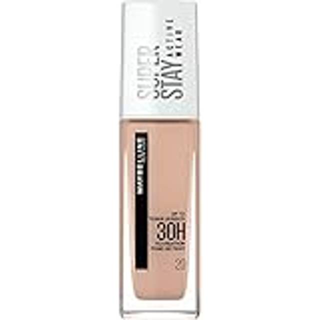 Maybelline New York vattentät make-up, foundation med hög täckförmåga, långvarig ansiktsmink, Super Stay Active Wear, färg: Nr 20 Cameo (ljus), 1 x 30 ml