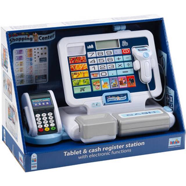 9324 Tablet Cash Station I Play Cash Register with Sound and Detachable Tablet POS Terminal Scanner and Play money I Toys for Children Aged 3 and over