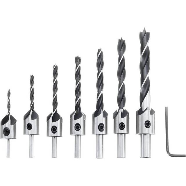 23pcs Chamfering Countersunk Drill Bit Set 5 Flute Chamfering Drill Wood Plug Cutter Automatic Center Punch Drill