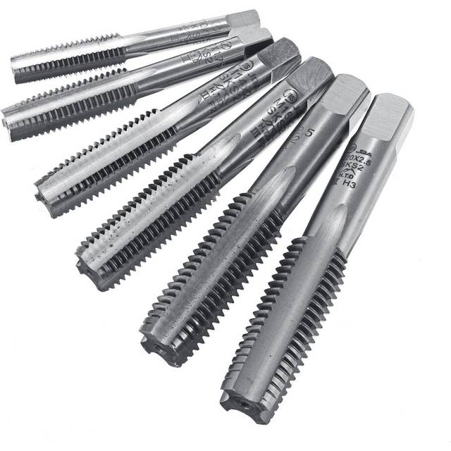 (M20) 3pcs M10-M20 HSS-4341 Screw Tap Straight Groove High-Speed Steel Straight Flute Tools Kit