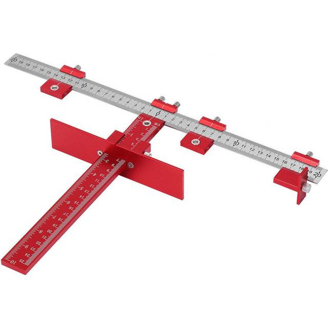 Red Aluminum Alloy Metric/Inch Cabinet Hardware Jig 4mm 5mm Drill Guide Cabinet Handle Template Jig