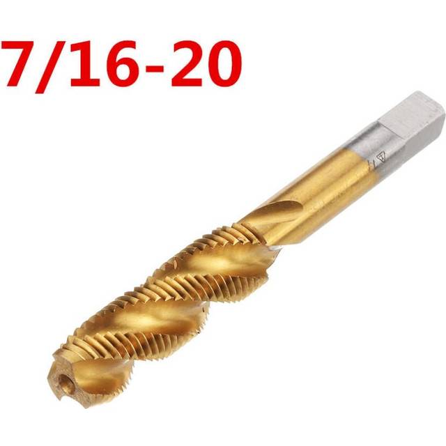 (7/16-20) 1/2-3/4 Imperial Spiral Flute Hand Tap HSS Titanium Coated Machine Screw Plug Tap Drill