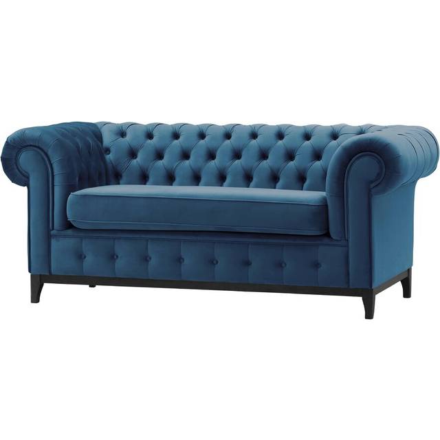 Marlow Home Co. Fruithurst 3 Seater Chesterfield Sofa Blue/Black 78cm H X 190cm W X 92cm D