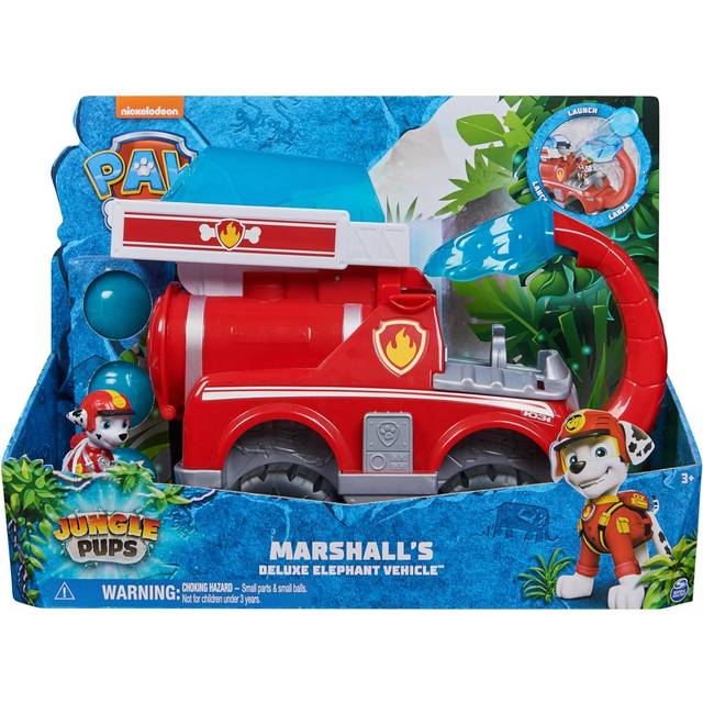 Paw Patrol - Pat Patrol - Marcus Jungle Pups Deluxe fordon - Pat Patrol figur bil att samla - med projektiler - Paw Patrol leksak - barnbil - leksak för barn från 3 år och uppåt
