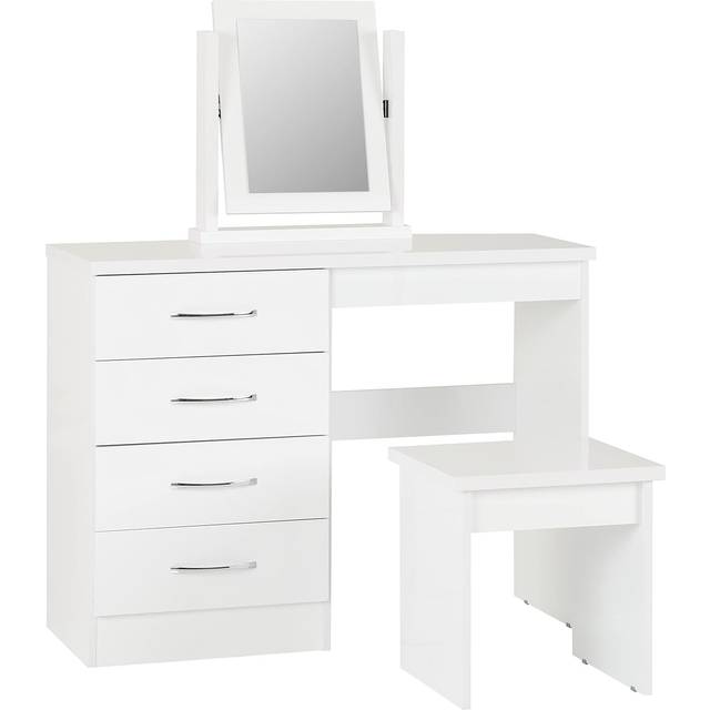 Nevada 4 Drawer Dressing Table Set White Gloss