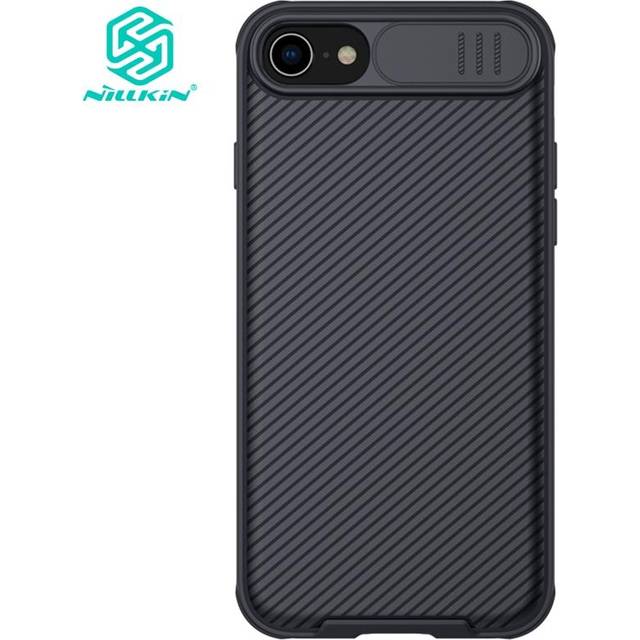 NILLKIN Camshield-fodral för Apple iPhone SE 2020 / 7 / 8 Skrubba hårt bakstycke TPU-mjukt ramskal med Black Slide Glossy Mirror IPhone SE 2020 svart