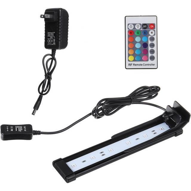 (US Plug) 22CM Aquarium Cover Lighting Color Change Remote Control Dimmable RGBW LED Light Suitable for Aquarium/Fish Tank