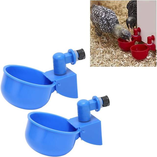 Pack Automatic Chicken Water Cup, PP Plastic Poultry Waterer Kit, Rust Proof, Simple Installation, Filling Waterer Use for Breeding Farms