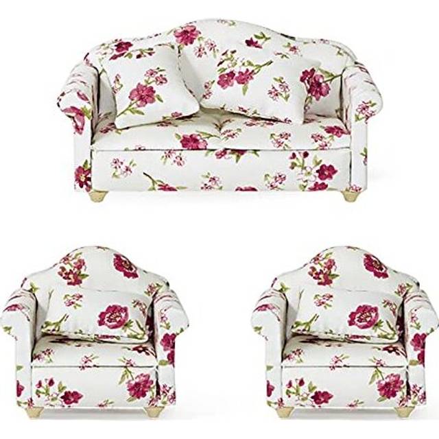 3PCS Dollhouse Sofa dolls' House Furniture Mini Sofa Set 1/12 Doll House Accessories for Barbie Sofa Decoration
