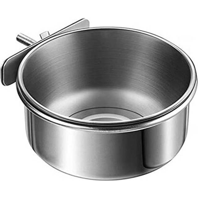 Parrot Food Water Bowls, Stainless Steel Cage Parrot Feeder with Clamp Holder for Parakeet Parrot Macaw Cockatiel