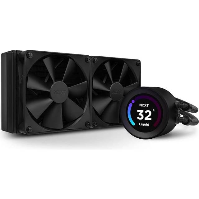 NZXT Kraken Elite 240 - RL-KN24E-B1-240 mm AIO CPU-vätskekylare - Anpassningsbar 2,36” LCD-skärm med vidvinkel för GIF, bilder, prestandamätvärden och mer - 2 x F120P-fläktar - Svart