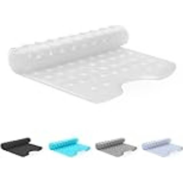 KEPLIN Premium halkfri badmatta – 200 sugkoppar, BPA, latexfri, mögelbeständig, maskintvättbar – säker, hållbar och bekväm för duschlöpare och badrumsbadkar extra långa (40 x 100 cm) – vit