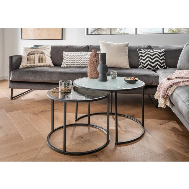 Dzanna Frame Coffee Table - White Black (42cm H X 65cm W X 65cm D)