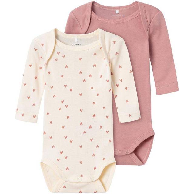 ONLY Baby – flicka Nbfbody 2p Ls Buttercream Hearts Noos, Buttercreme, 98