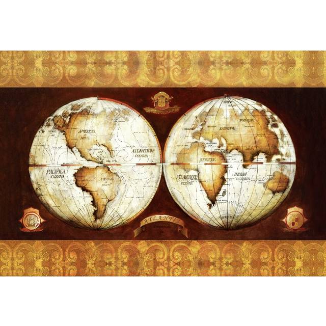 Vintage World Map - Wrapped Canvas Graphic Art (30cm H x 46cm W)