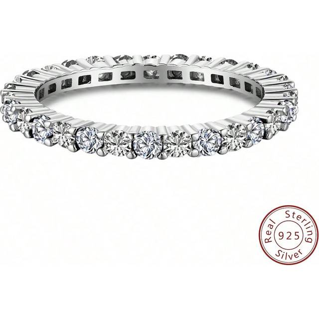 Newsoul 1 PC Elegant Luxury  Ring Ladies Jewelry S925 Sterling Silver Promise Ring Eternity Ring Fine Ladies Jewelery Gift Wedding Engagement Bridal Jewelry