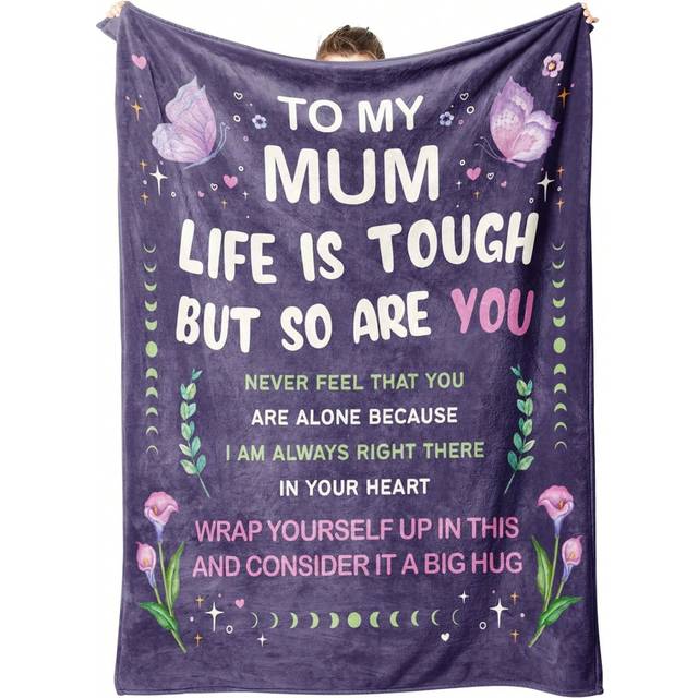 SHEIN 1pc Gifts Blanket For Mum,Blanket With Butterfly & Letter Print, Mum Birthday Gifts Throw Blanket, Mum Gifts From Daughter Son, Mother Gifts, Best Mum