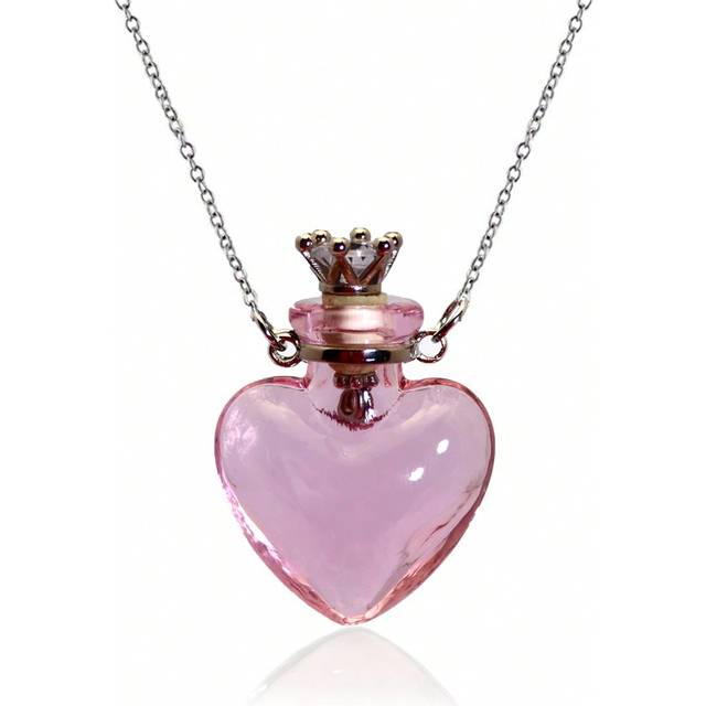 1 st. Enkel Färgad Glas Flaska Halsband Hängsmycke Med Titanstål Kedja kan användas För Parfym , Eterisk olja , Husdjur Aska , Lämplig För män och kvi - Rosa (en storlek)