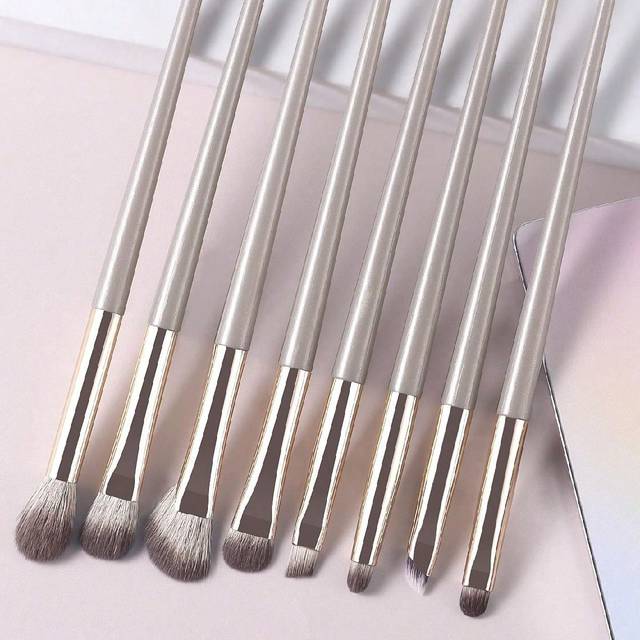 SHEIN 8pcs/Set Eye Makeup Brushes Kit Including Angled Eyeliner, Detail Concealer, Blending Brush, Blending Crease Brush