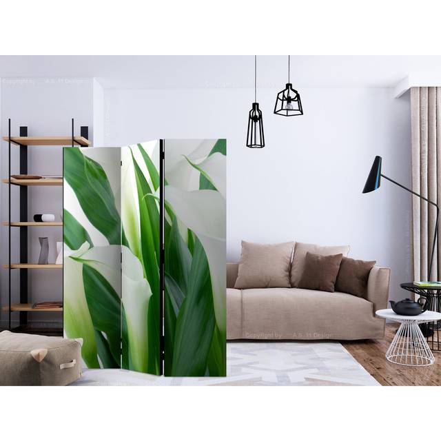Room Divider - Bunch Of Flowers - Callas [Room Dividers] - White;Green (172cm H X 135cm W X 3cm D)