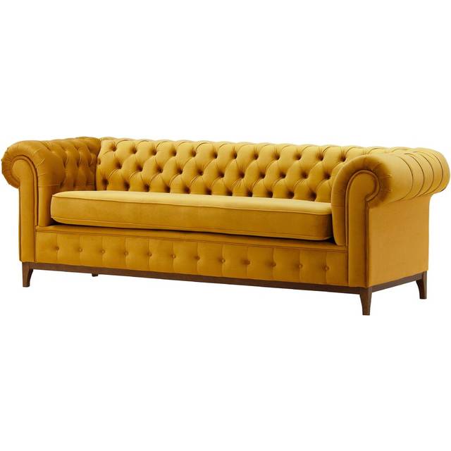 Fritch 3 Seater Chesterfield Sofa - Mustard (78cm H x 244cm W x 92cm D)