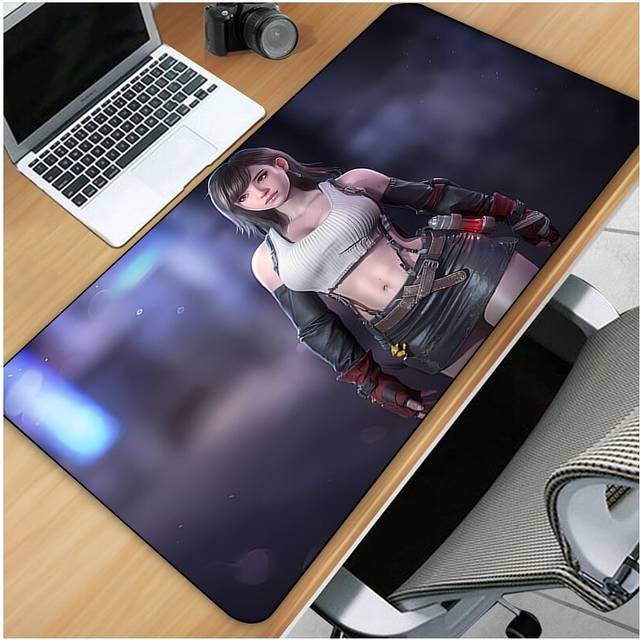 (a-LMP-007 800x300x2mm) Final Fantasy Mousepad Sexy Tifa HD Printing Computer Lock Edge Keyboard Mat PC Desk Pad Large Mouse Pad Gaming Accessories Gi
