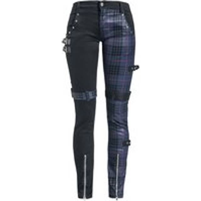 Gothicana by EMP - Gothic Cloth Trousers - Patterned Trousers with Studs and Straps - W29L32 - for Women - black-blue