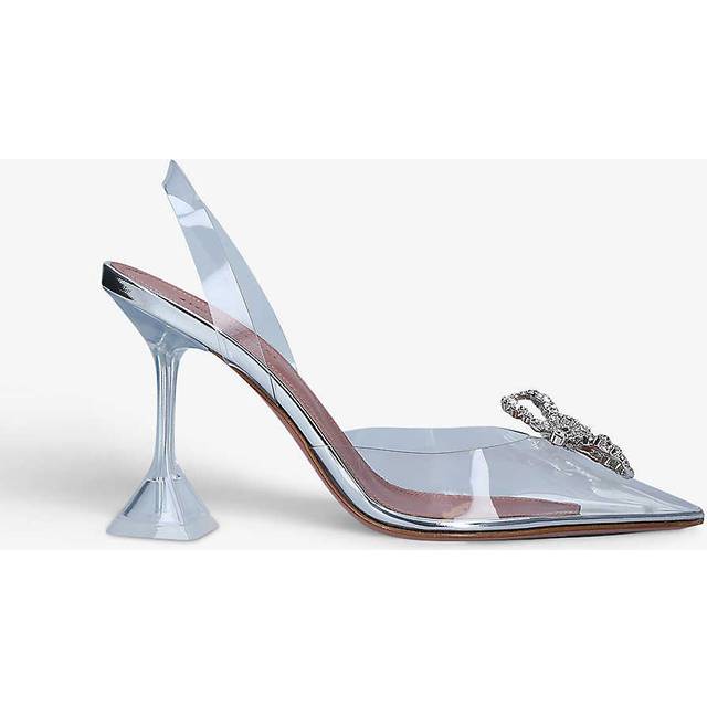 Amina Muaddi Womens Silver Rosie Glass Crystal-embellished Sling-back Pvc Courts Eur 40.5 / 7.5 Uk Women - SILVER