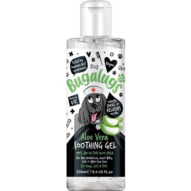 BUGALUGS Aloe Vera Gel for dogs & cats 250ml - soothing itchy dog skin relief, 99% pure bio active aloe vera is a great dog moisturiser