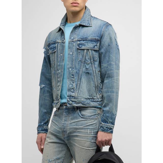 Amiri Distressed denim jacket - blue (UK 36)
