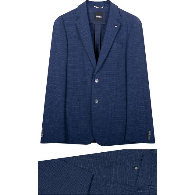 HUGO BOSS C-Hanry Italian Fabric Slim Fit Check Suit Navy