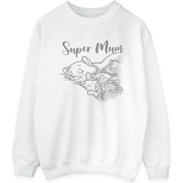 (L, White) Disney Womens/Ladies Classics Marie Super Mum Sweatshirt
