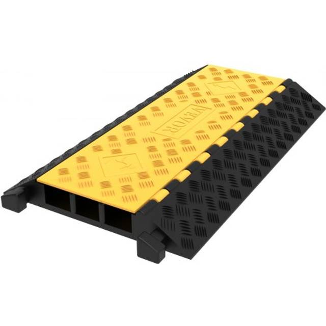 VEVOR 3 Channel Rubber Cable Protector Ramp 2 x 2.3 Inch Channel Heavy Duty Cable Wire Cord Cover Ramp Speed Bump Driveway Hose Cable Ramp Protective Cover