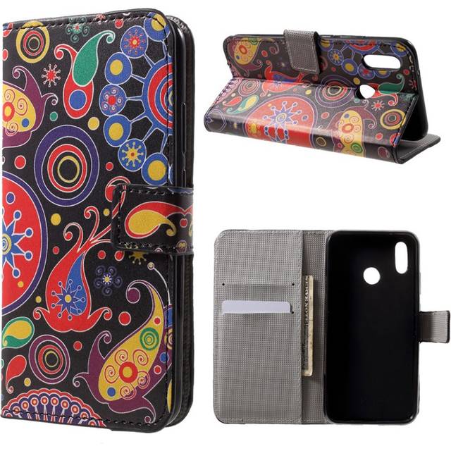 Huawei P20 Lite / Nova 3e mobilfodral i PU skyddar plånbok korthållare sedelförvaring stående läge - Paisley blomma