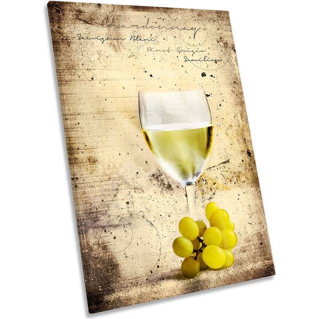 Wine Glass Grunge Kitchen Picture-Wrapped Canvas Art Print (76.2cm H x 50.8cm W x 2cm D)