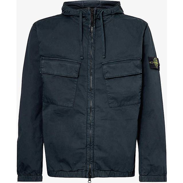 Stone Island Mens Vy Blue Logo-badge Drawstring-hood Stretch-cotton Jacket S - NAVY BLUE