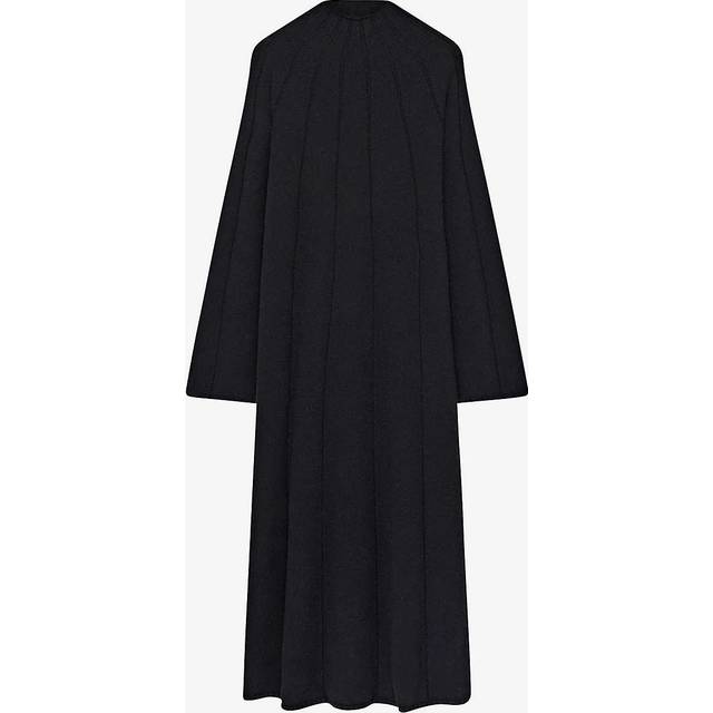 Joseph Womens Black Ribbed Bell-sleeve Stretch Wool-blend Maxi Dress M - BLACK