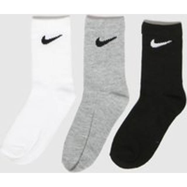 Nike Kids Basic Crew Socks 6 Pack in Black & Grey, Cotton, Size: 6.5-9.5 - Black/Grey