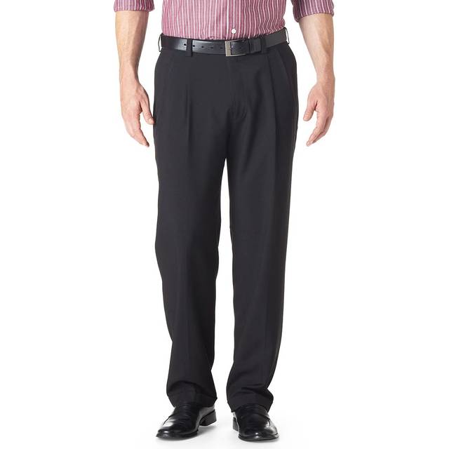 Haggar mens Eclo Stria Expandable-waist Pleat-front dress pants  Black  42W x 30L US