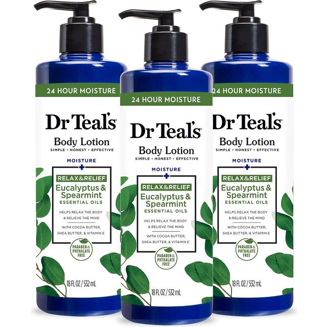 Dr Teal's Body Lotion  Eucalyptus & Spearmint & Essential Oils  18 fl oz (Pack of 3)