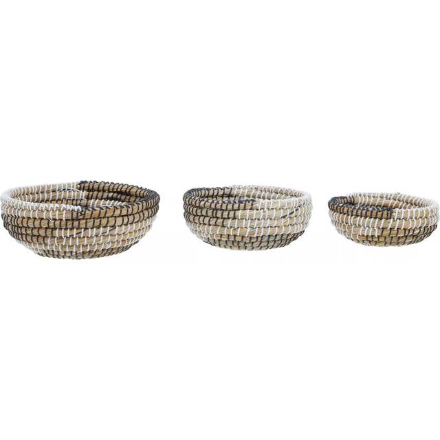 Straw Wicker 3 Piece Basket Set - White