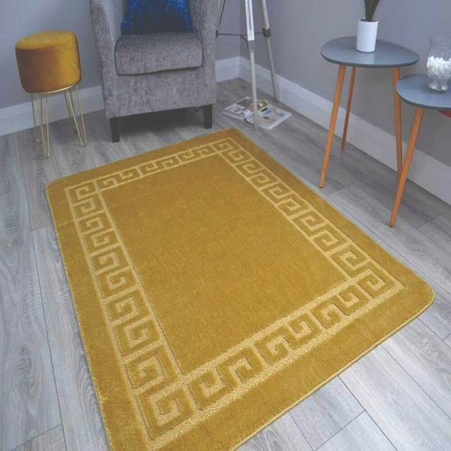 Lei Machine Woven Ochre Gold Indoor Rug (Rectangle 50 x 80cm)