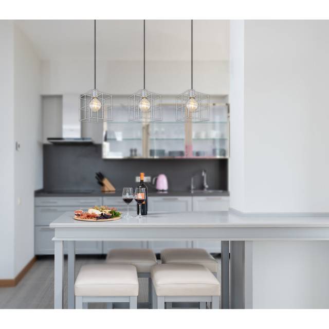 Mabie 3-Light Kitchen Island Pendant - Zinc (129cm H X 20cm W X 95cm D)