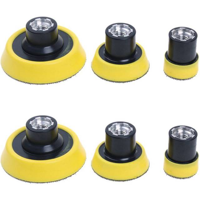 6Pcs M10 Air Angle Grinder Polish Pad Kit 1 2 3 Inch Hoop and Loop Backed Panel Backing Pads Fits Sanding Disc Tools